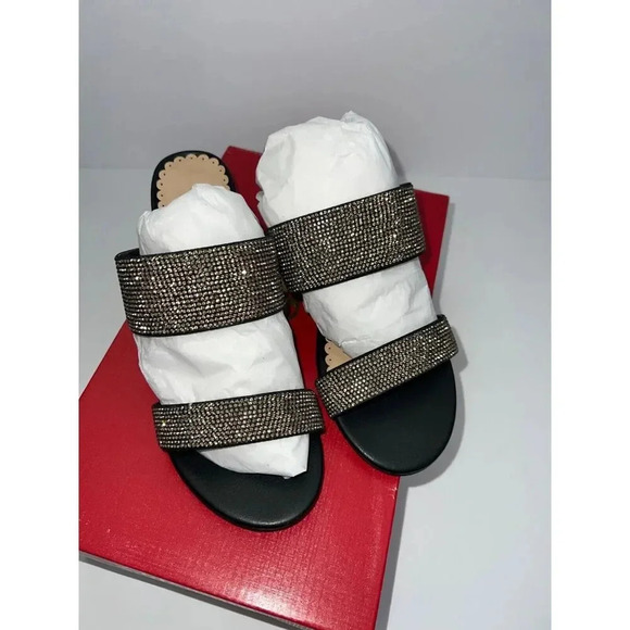 Zigi Soho ceeley black sandal heels rhinestone jeweled slides size 6.5 - Picture 3 of 9